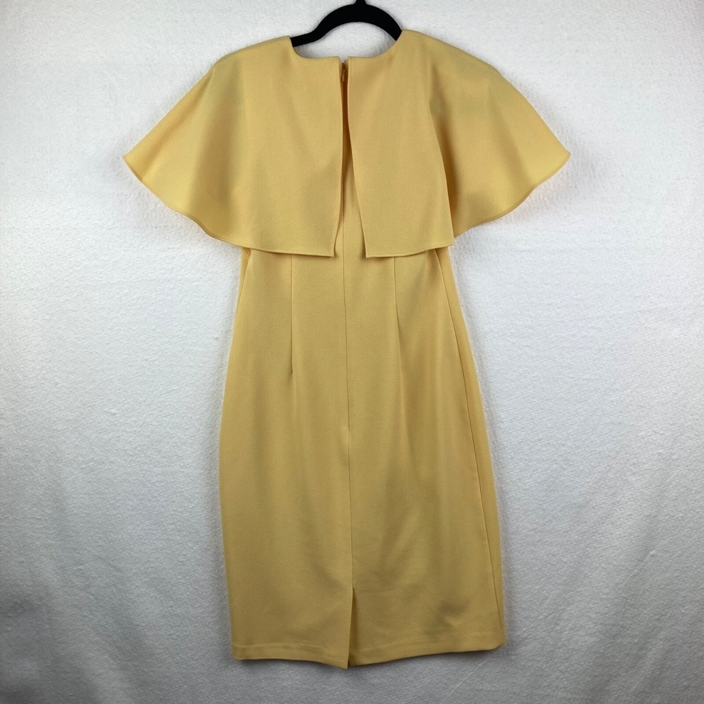 Vince Camuto Womens Yellow Pleated Cape Collar Fitted Dress Size 2 - Picture 9 of 13